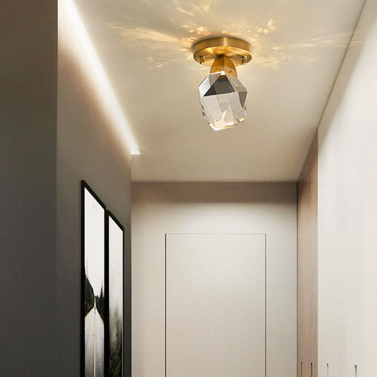 Crystal 1-Light Diamond Shade  Semi-Flush Mount Lighting