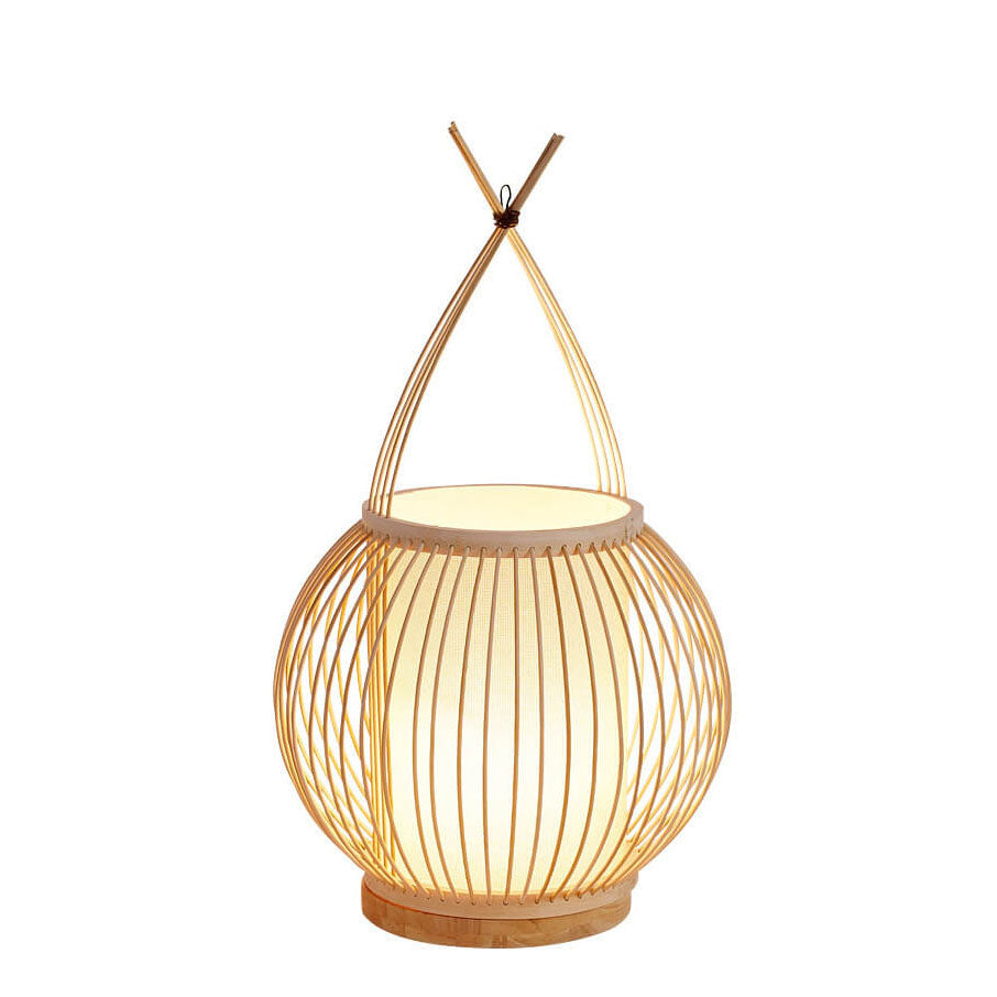 Modern Bamboo Weaving Globe 1-Light Table Lamp