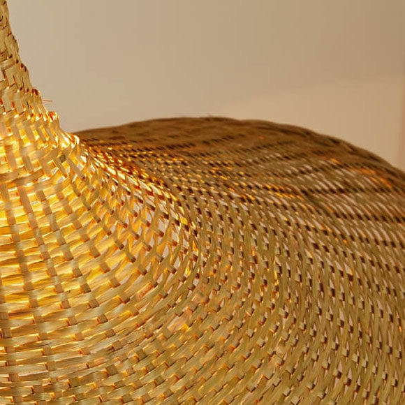 Woven Bamboo 1-Light Straw Hat Pendant Light