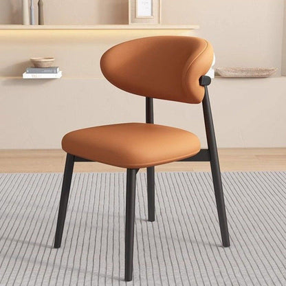 Modern Minimalist Curved PU Leather Carbon Steel Dining Chair Backrest Armless For Dining Room