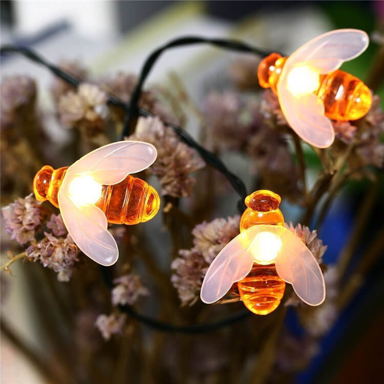 Wasserdichte LED-Lichterkette mit Solar-Bienen für den Außenbereich – ideal für Festivals und Partys 