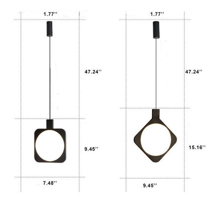Modern Minimalist Black Geometrical Shape 1-Light LED Pendant Light