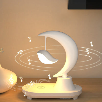 モダンアールデコ ABS ムーンシェイプ Bluetooth スピーカー ナイトライト LED テーブルランプ