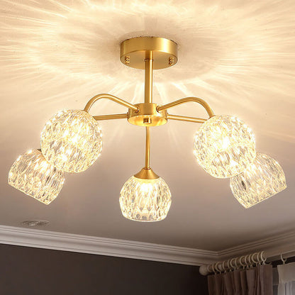 Crystal 5-Light Semi-Flush Mount Lighting