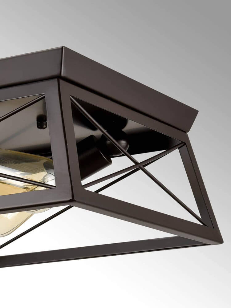 Industrial Wrought Iron 2-Light Rotatable Flush Mount Lighting