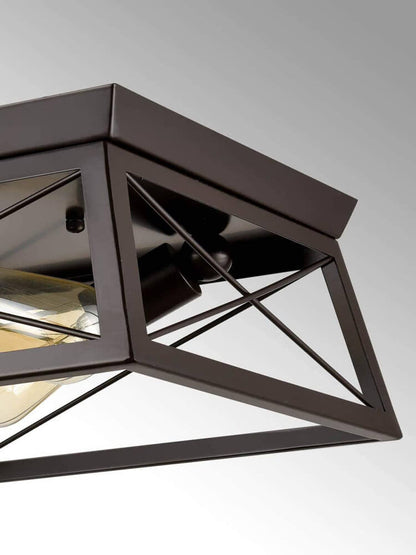 Industrial Wrought Iron 2-Light Rotatable Flush Mount Lighting
