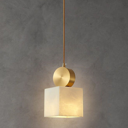 Nordic Geometric Metal 1-Light Faux Marble Pendant Light
