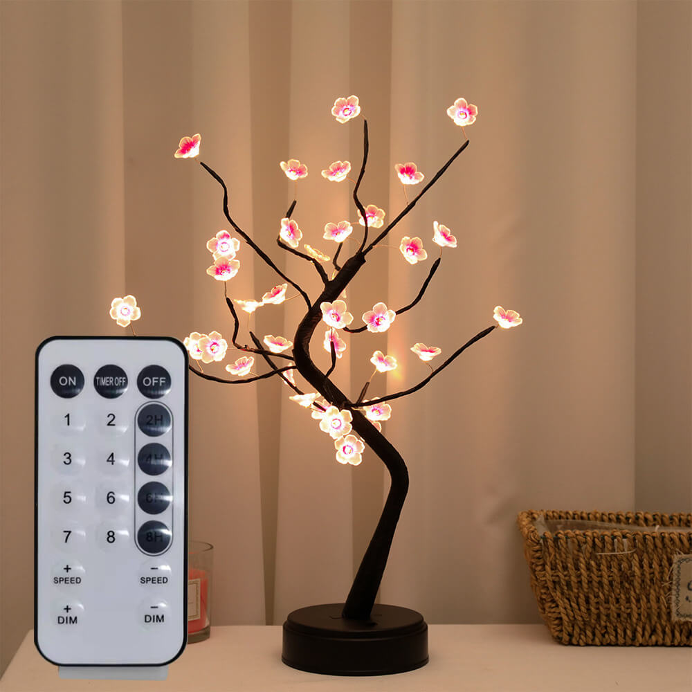Bonsai Tree Light Plum Blossom Light Remote Control Small Led Table Lamps