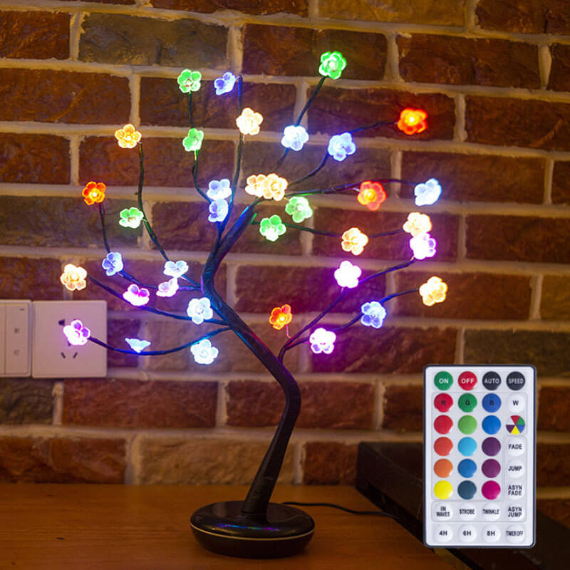 Bonsai Tree Light Plum Blossom Light Remote Control Small Led Table Lamps