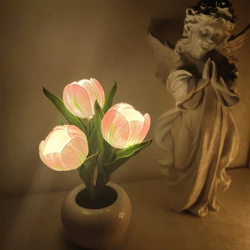 BulbBoss-Tulip Night Light Simulated Flower Bouquet Decorative Ambient LED Table Lamp