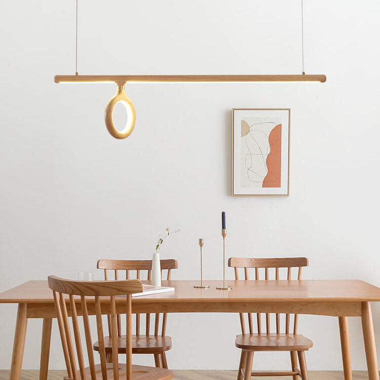 Modern Solid Wood Japanese Style Strip LED Chandelier
