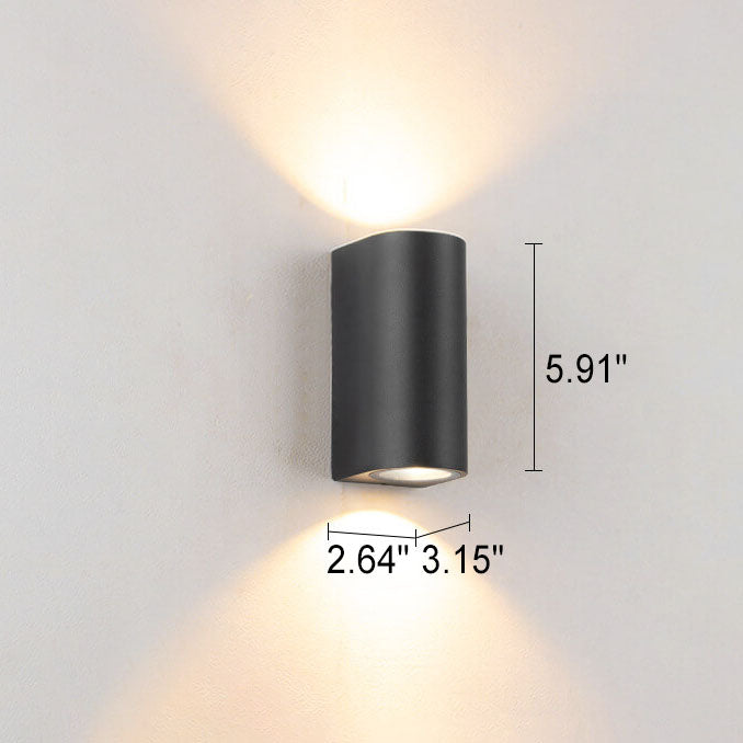 Modern Simple Outdoor Waterproof Aluminum Glass Cylinder 2-Light Wall Sconce Lamp