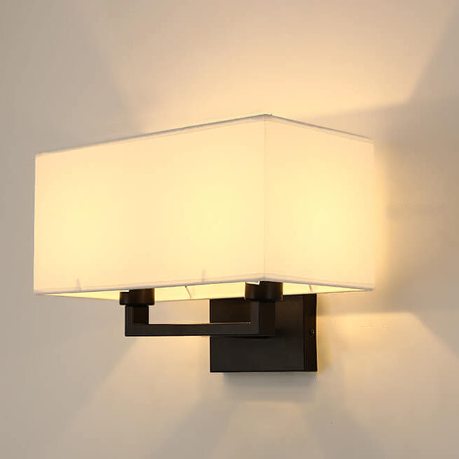 Modern Minimalist Solid Color Rectangular Iron Fabric 1-Light Wall Sconce Lamp