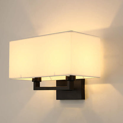 Modern Minimalist Solid Color Rectangular Iron Fabric 1-Light Wall Sconce Lamp