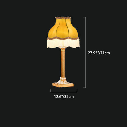 Modern Vintage Round Dome Copper Fabric 1-Light Table Lamp For Bedroom