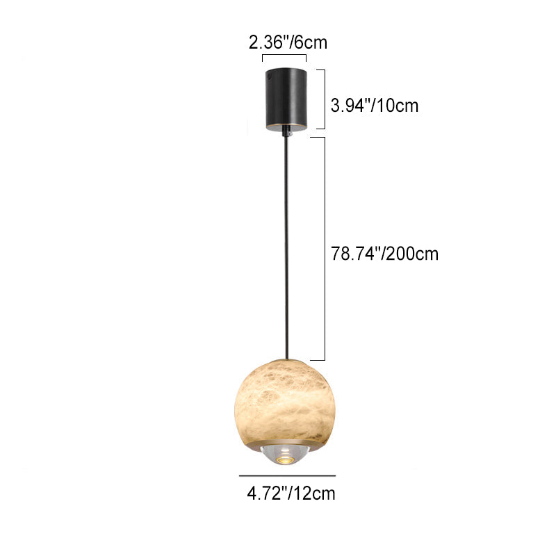 Contemporary Scandinavian Brass Aluminum Marble Ball LED Pendant Light For Bedside