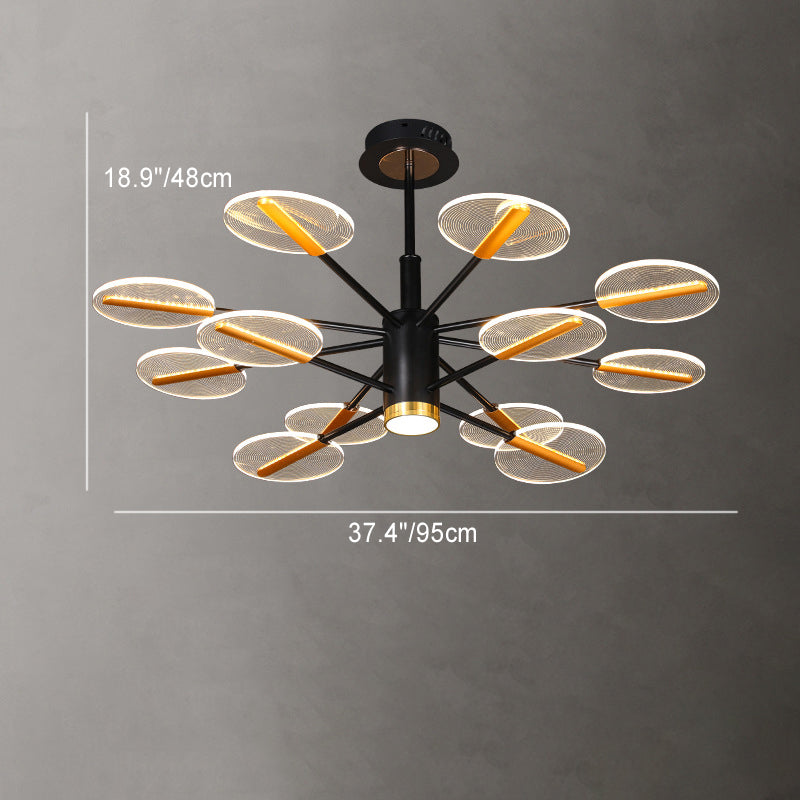 Contemporary Scandinavian Branch Round Iron Acrylic LED Chandelier For Living Room