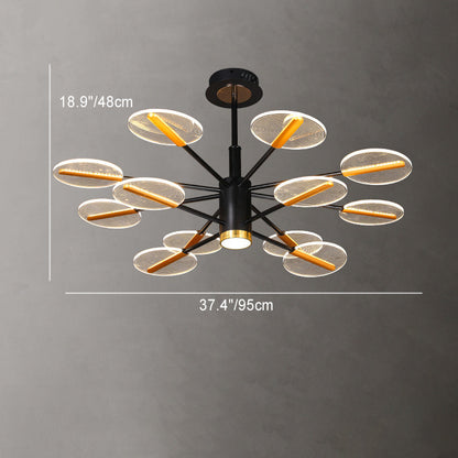 Contemporary Scandinavian Branch Round Iron Acrylic LED Chandelier For Living Room