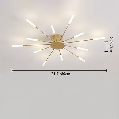 Modern Minimalist Round Radiant Iron Acrylic LED Semi-Flush Mount Ceiling Light For Living Room
