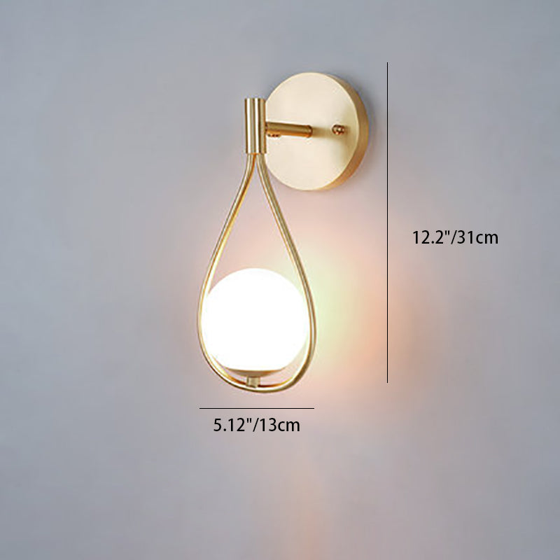 Modern Luxury Brass Ring Frame Glass 1-Light Wall Sconce Lamp For Bedroom