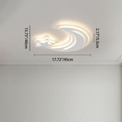 Contemporary Creative Moon Acrylic Iron LED Flush Mount Ceiling Light For Bedroom