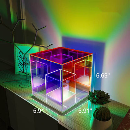 Modern Acrylic RGB Line Rubik's Cube LED Table Lamp