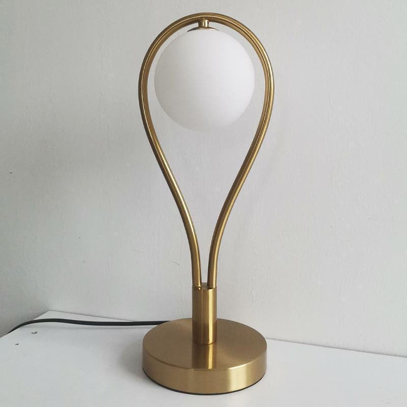 Contemporary Creative Racket Shape Iron Copper Glass 1-Light Table Lamp For Bedroom