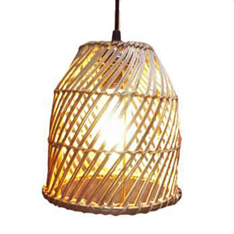 Japanese Minimalist Rattan Weaving 1-Light Pendant Light