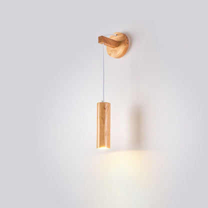 Nordic Modern Minimalist Long Strip Rubber Wood LED Wall Sconce Lamp