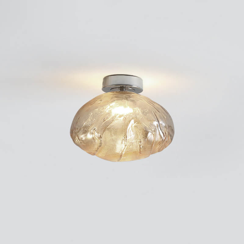 Nordic Creative Amber Glass Cloud Design LED Semi-Flush Mount Ceiling Light