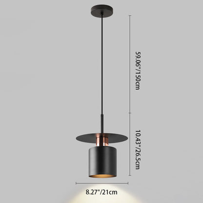 Contemporary Luxury Geometric Cylindrical Iron 1-Light Pendant Light For Bedroom