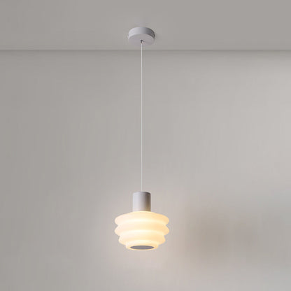 Contemporary Scandinavian Multi Tier Round Iron Rolled Plastic LED Pendant Light For Bedroom