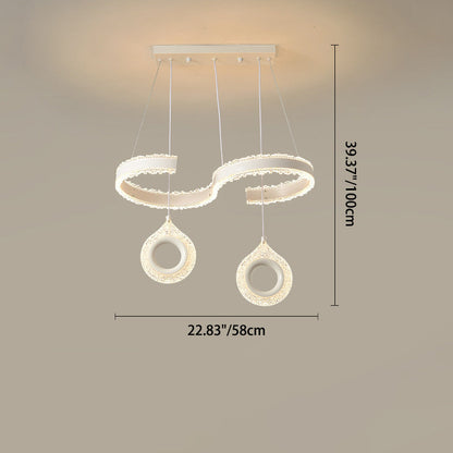 Contemporary Scandinavian Iron Aluminum Acrylic Round Semicircle LED Chandelier For Living Room