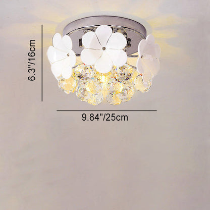 Contemporary Scandinavian Branch Floral Glass Crystal Metal 1/4/6/8/10 Light Flush Mount Ceiling Light For Living Room