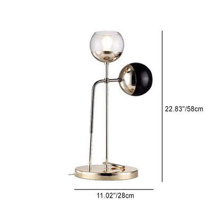 Modern Art Deco Orb Hardware Glass 2-Light Table Lamp For Bedroom