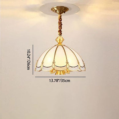 Contemporary Luxury Copper Finish Frame Round Glass 3/5-Light Pendant Light For Dining Room