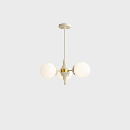 Contemporary Retro Branch Curved Rod Round Ball Iron Glass 3/5 Light Chandelier For Living Room
