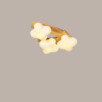 Japanese Cream Logs Cloudy Plum 3/5 Light Flush Mount Ceiling Light