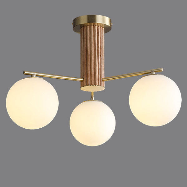Modern Creative Minimalist Copper Glass Sphere 3/5-Light Semi-Flush Mount Ceiling Light