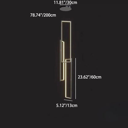 ثريا LED بتصميم عصري بسيط مصنوعة من الحديد والألومنيوم والسيليكا على شكل مربع مستطيل للسقف للسلالم
