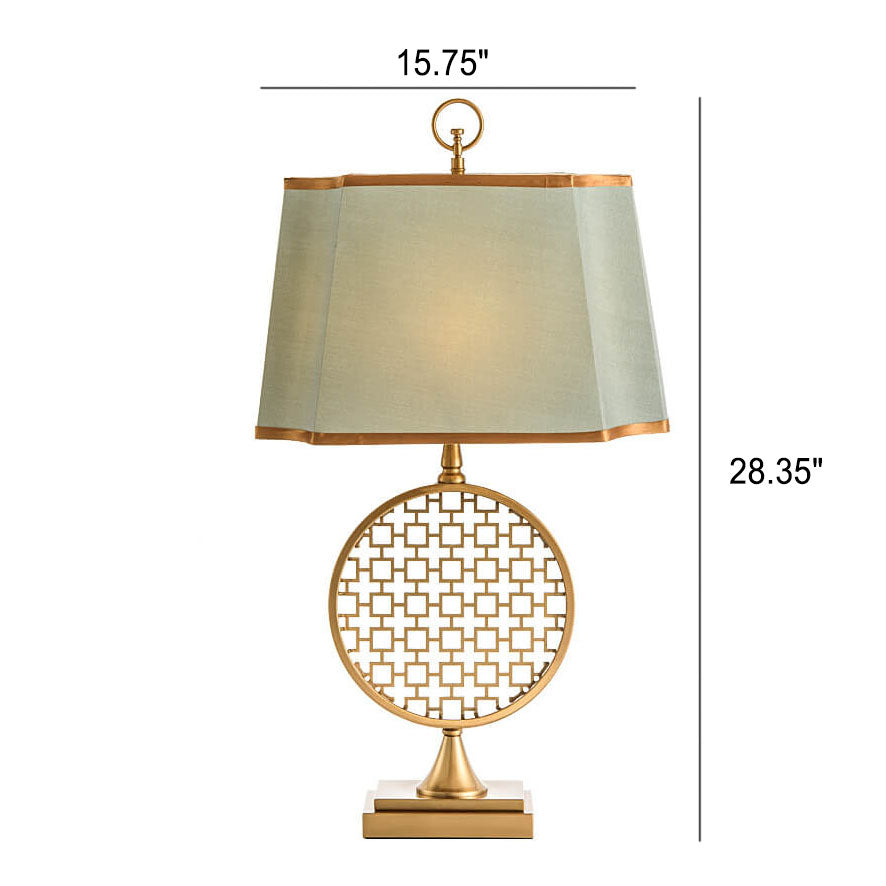 Modern Chinese Fabric Circle Base 1-Light Table Lamp