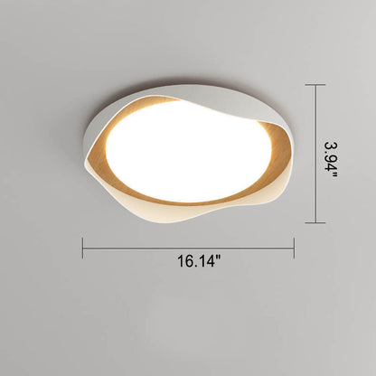 Modern Creative Round Ripple Pure White Iron Acrylic LED Flush Mount Light