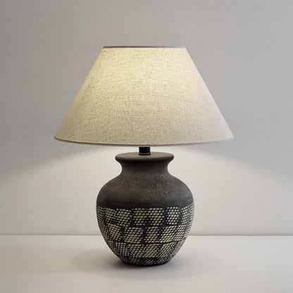 Modern Fabric Round Ceramic 1-Light Table Lamp