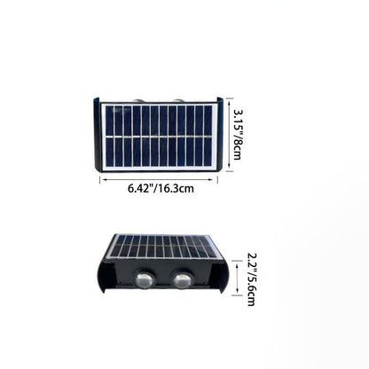 مصباح حائط LED مستطيل الشكل مقاوم للماء يعمل بالطاقة الشمسية بتصميم عصري بسيط مصنوع من مادة ABS PMMA للفناء الخارجي