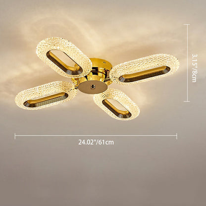 Modern Luxury Oval Iron Zinc Alloy Acrylic LED Semi-Flush Mount Ceiling Light For Living Room