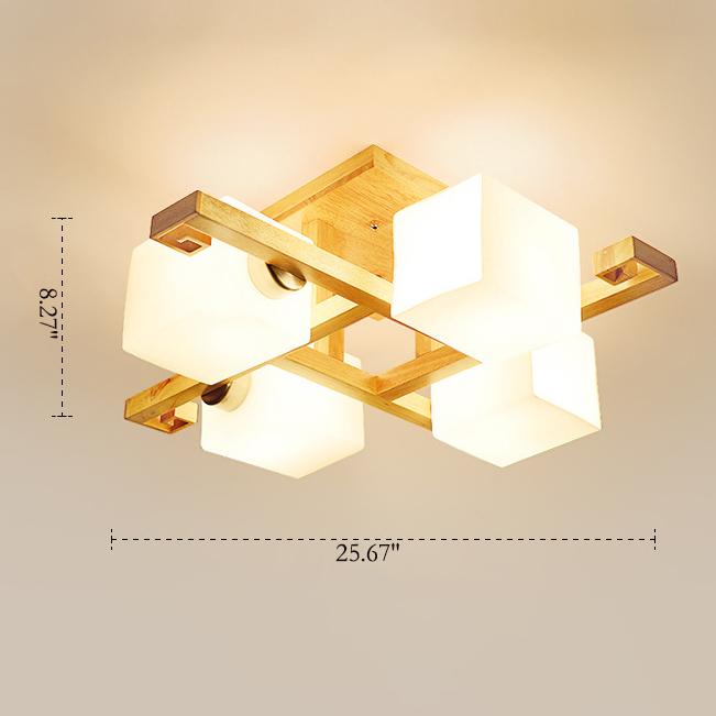 Nordic Modern Creative Solid Wood 4/5/8/9 Lights Flush Mount Ceiling Light