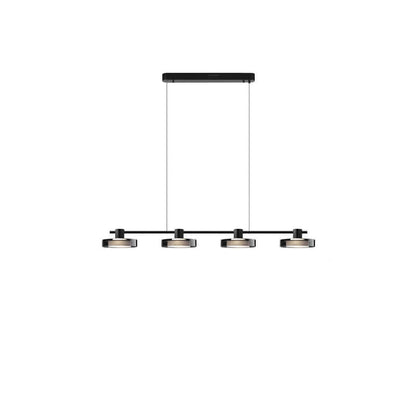 Nordic Minimalist Solid Color Black Stainless Steel Acrylic Glass LED Island Light Chandelier