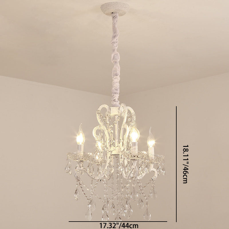 Modern Minimalist Branch Candlesticks Crystal Iron Glass 4/6/8 Light Chandelier For Living Room