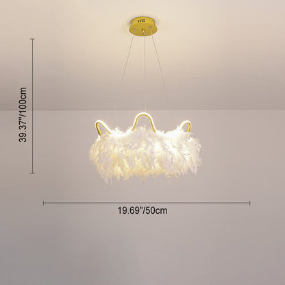 Contemporary Creative Crown Feather Aluminum Acrylic LED Pendant Light For Bedroom