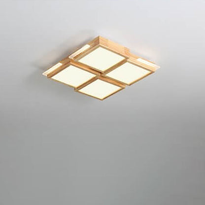 مصباح LED مربع بسيط من الخشب الصلب بتصميم نورديك 